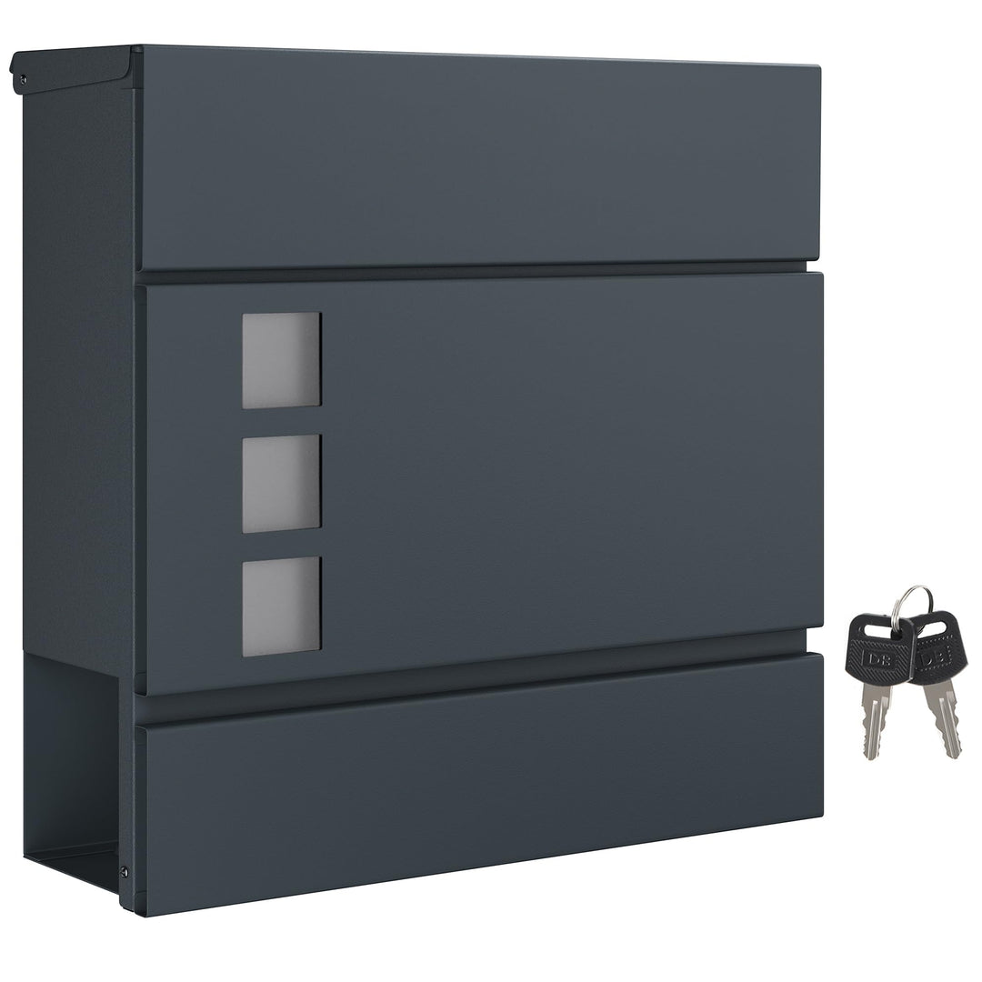 SONGMICS Briefkasten, Postkasten mit Zeitungsfach, Sichtfenster, abschliessbar, 2 Schlüssel, modern,