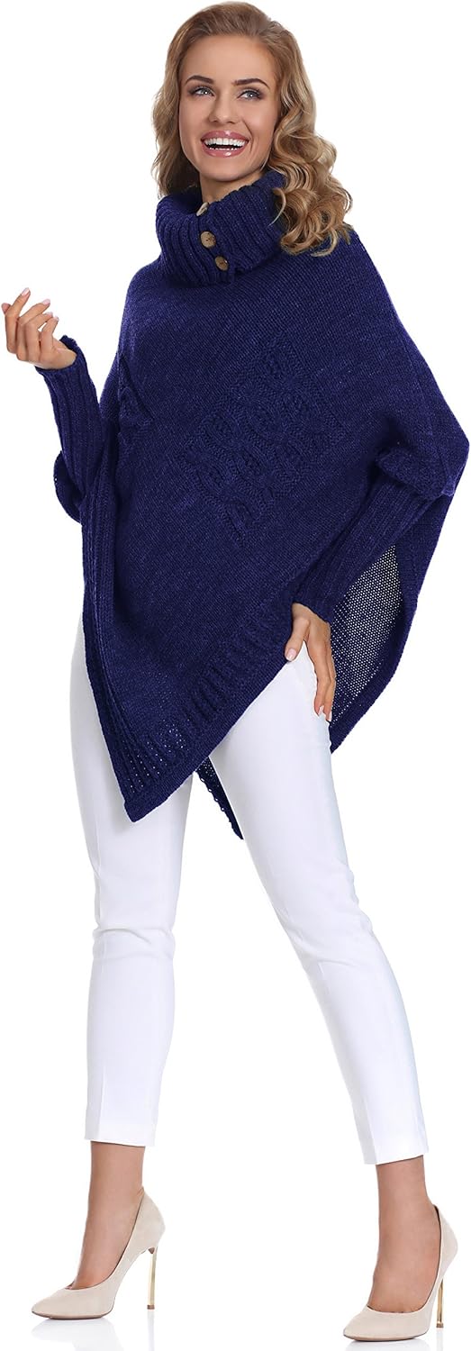 Merry Style Damen Poncho M83N4 Einheitsgrösse Dunkelblau, Einheitsgröße Dunkelblau