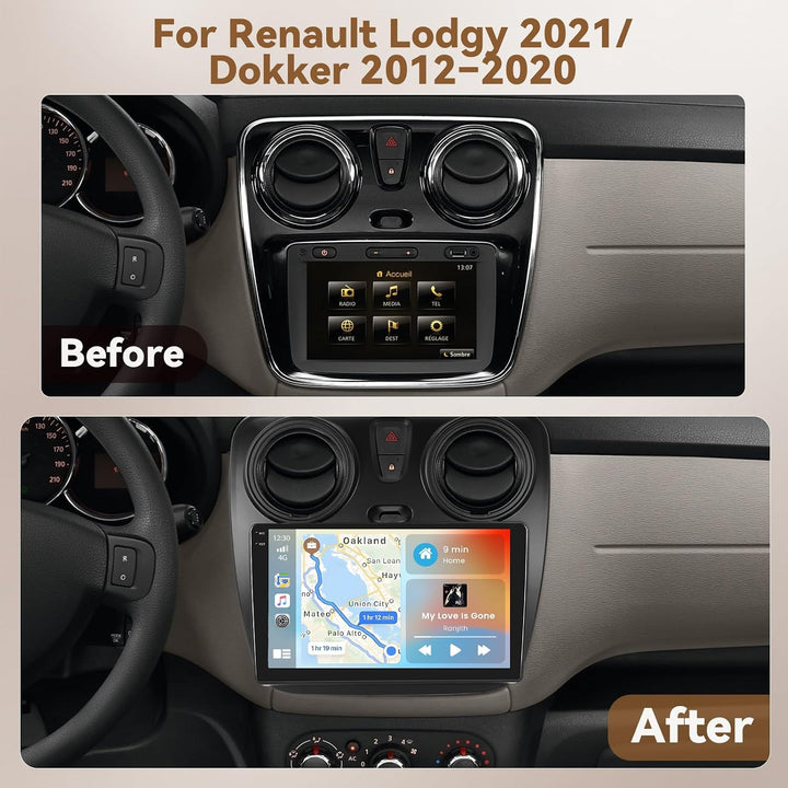 Hikity Android 15 4+64G Autoradio für Renault Lodgy 2021/Dokker 2012–2020 mit 9 Zoll Incell Touchscr