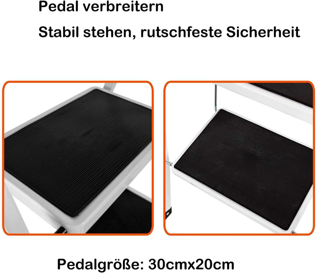 Faltbare 4-Stufen-Leiter-Trittleiter, rutschfeste Lauffläche, Sicherheitsstahlstufe, 5 Jahre Garanti