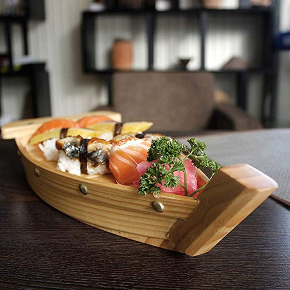 Holz Sushi Serviertablett Holz Japanische Sashimi Sushi Boot Platte für Restaurant Oder Zuhause (Grö