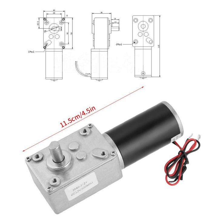 Oumefar 200 RPM Getriebemotor Gleichstrom DC 12V Untersetzungsgetriebemotor Aktenvernichter Elektris