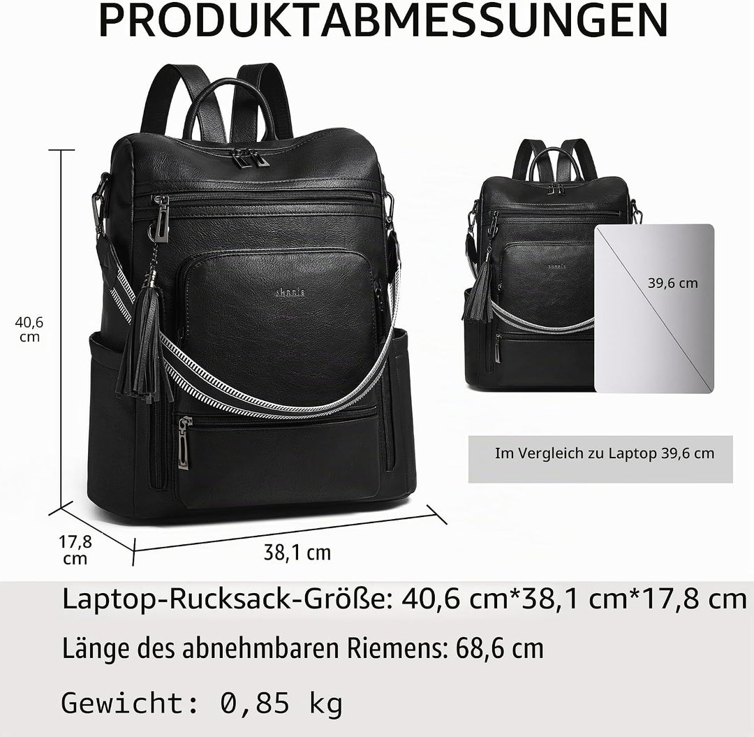 Shrrie rucksack damen elegant geeignet für 15,6Zoll-Notebooks Langlebig wasserdicht Damen aus Leder