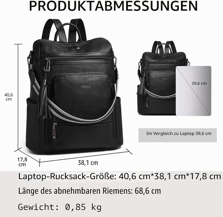 Shrrie rucksack damen elegant geeignet für 15,6Zoll-Notebooks Langlebig wasserdicht Damen aus Leder