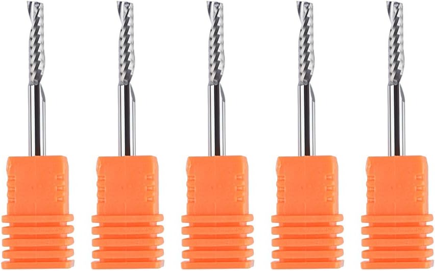 SpeTool 5 Stück Alu Fräser 3,175 mm (1/8") Schaft CNC Holz VHM 15mm Schnittlänge Schaftfräser für Al