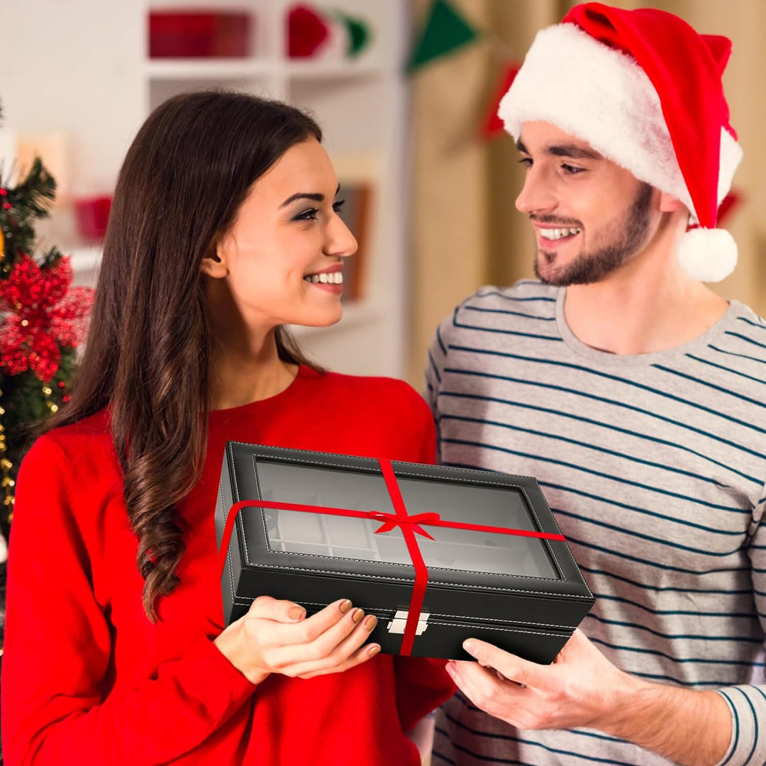 Cocoarm Schmuckkästchen Schmuckbox Männer Frauen Uhrenbox Brillenbox mit Schaufenster Uhren Glasses