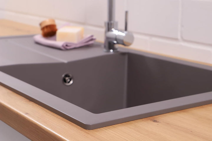 Einbauspüle Küchenspüle Spüle Granit Mineralite 100 x 50 cm Grau Respekta Grau 100 x 50 cm, Grau 100