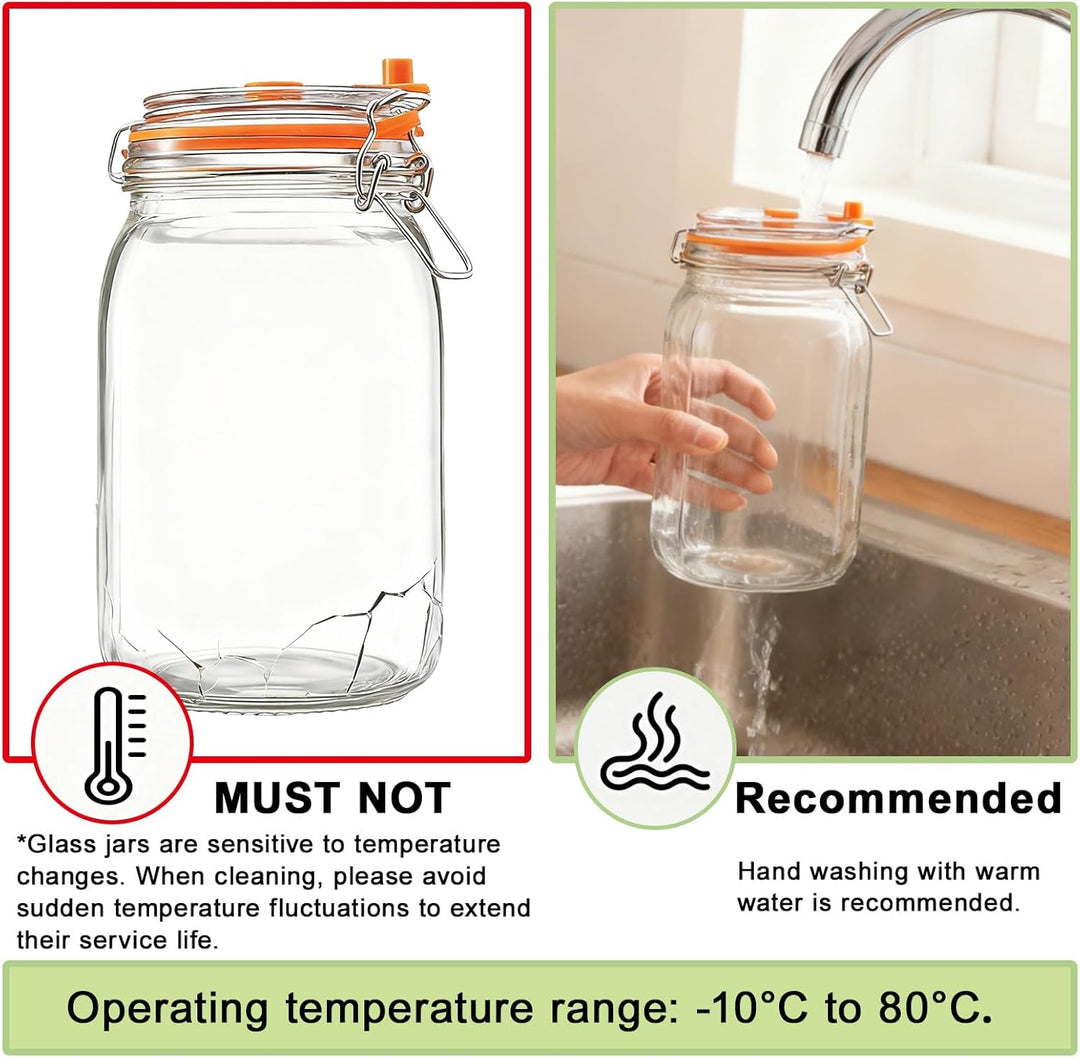 2 Stück 1,5L Gärglas, Fermentationsglas mit Gärventi und Gewicht, Fermentiergläser mit Luftschleusen