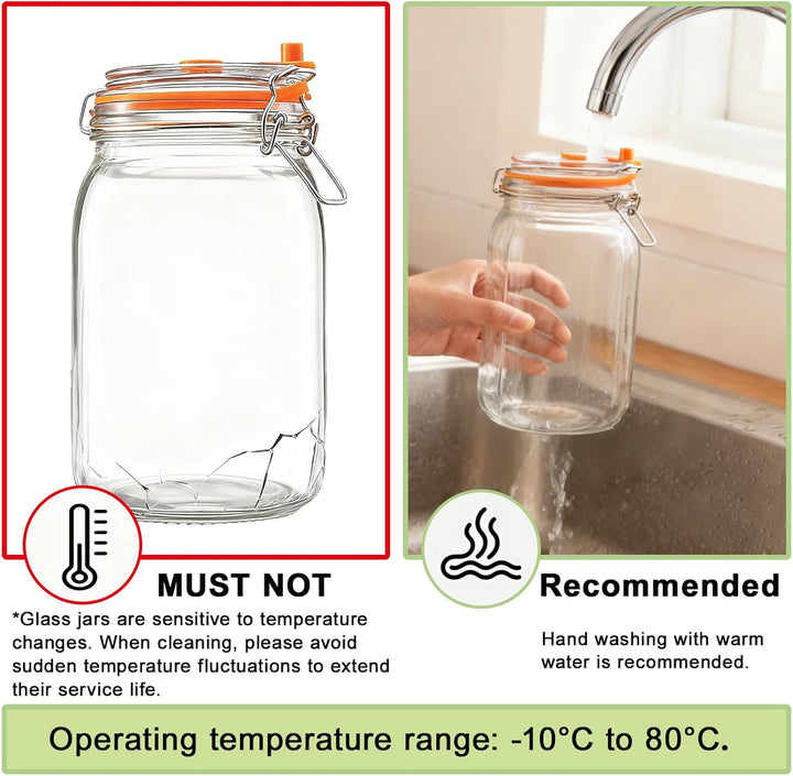 2 Stück 1,5L Gärglas, Fermentationsglas mit Gärventi und Gewicht, Fermentiergläser mit Luftschleusen