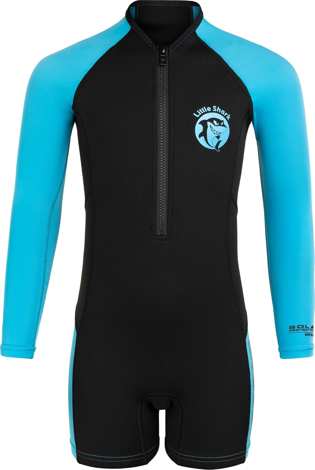 Cressi Little Shark Jr Shorty 2mm Neoprenanzug für Kinder Schwarz/Blau 13/14 Jahre Langarm, Schwarz/