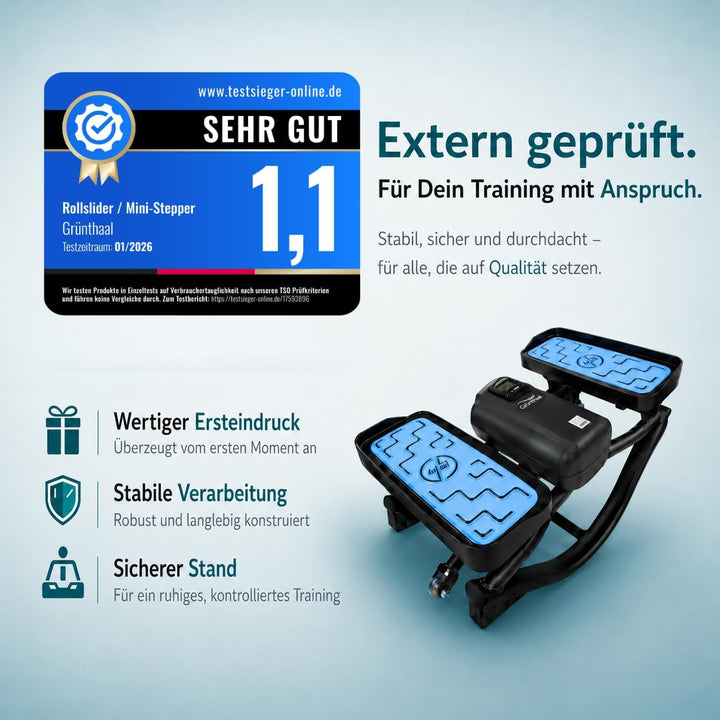 Mini Stepper Alternative - Rollslider - Fitnessgerät für zuhause - leise & gelenkschonend kompakt mi