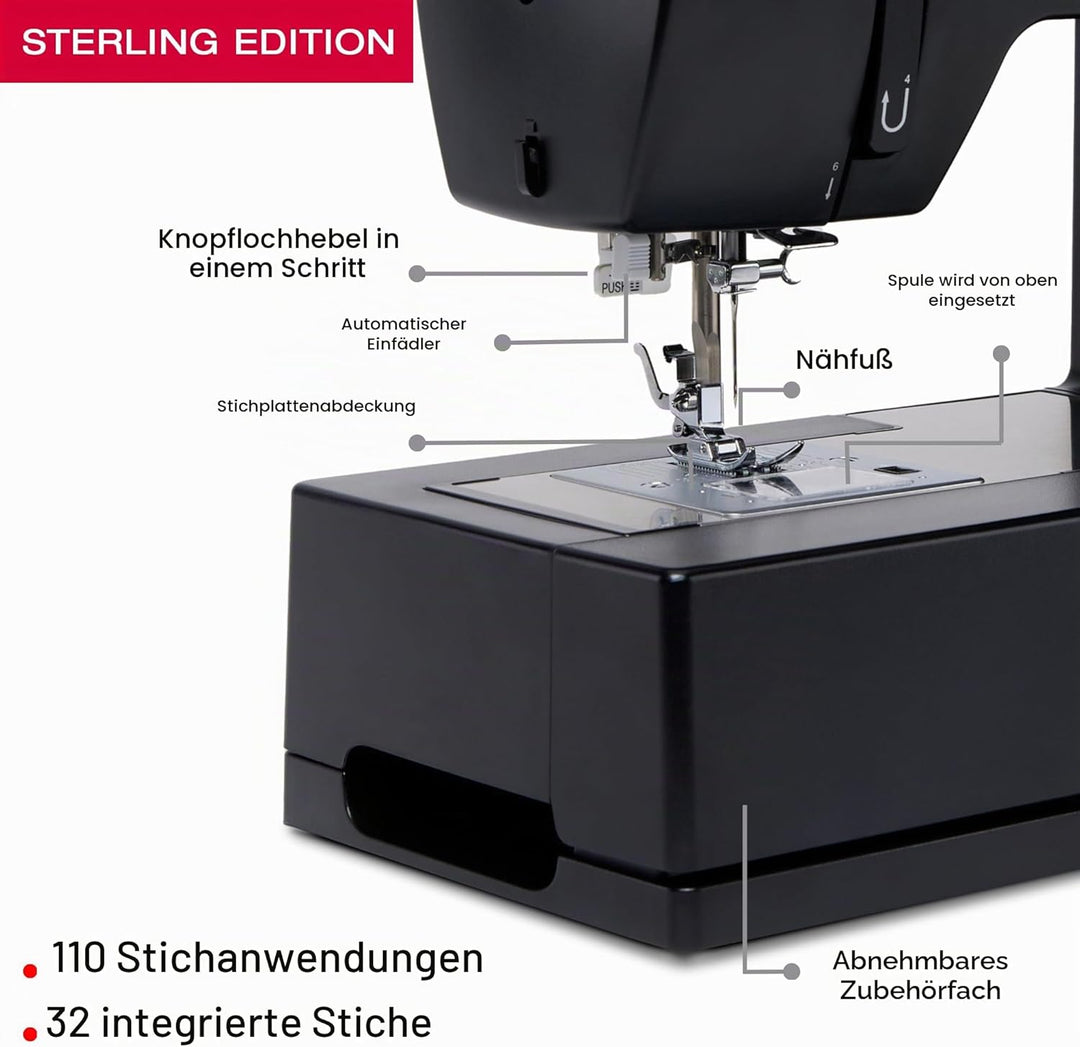 SINGER® Sterling Edition 4432 Robuste Nähmaschine mit Zubehörset | Leistungsstarker Motor mit verbes