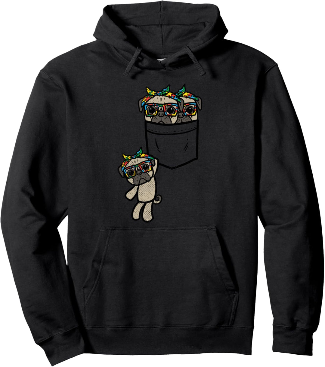 Pocket Pugs Puzzle Bandana Autism Awareness Dog Lover Owner Pullover Hoodie