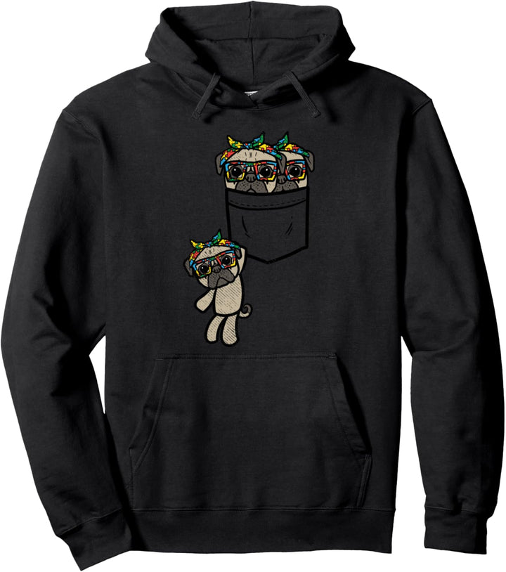Pocket Pugs Puzzle Bandana Autism Awareness Dog Lover Owner Pullover Hoodie