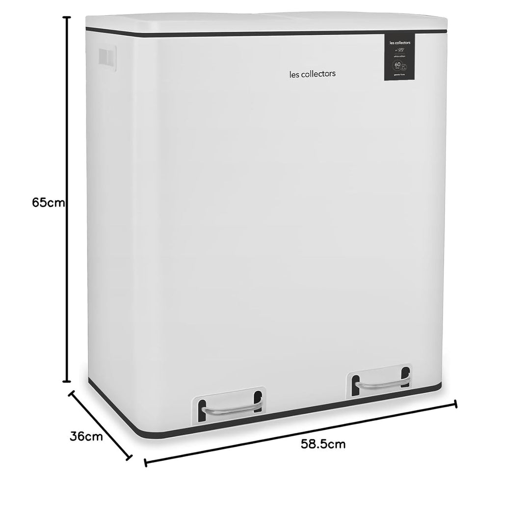 Les Collectors Mülleimer N°918, 60 L, passend für 30–60-Liter-Säcke, 2 Fächer 30 L, Küchen-Tretabfal