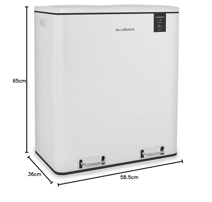 Les Collectors Mülleimer N°918, 60 L, passend für 30–60-Liter-Säcke, 2 Fächer 30 L, Küchen-Tretabfal