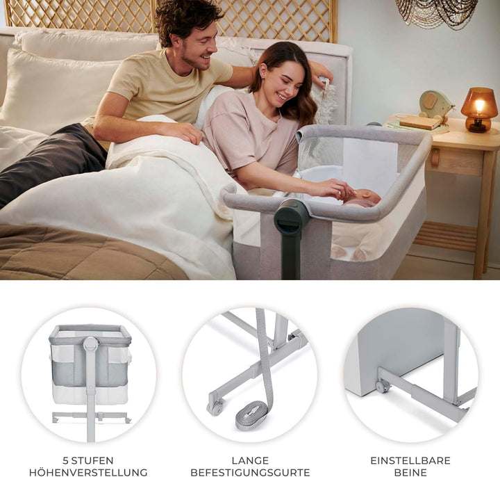 Kinderkraft NESTEE UP 2 Beistellbett 2 in 1, Kinderreisebett mit Matratze Laken, 5-stufige Matratzen