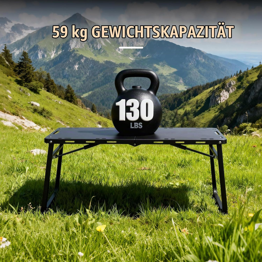 Tragbarer Klapptisch, Niedriger Campingtisch mit Tragetasche, Kompakter Faltbarer Picknicktisch für
