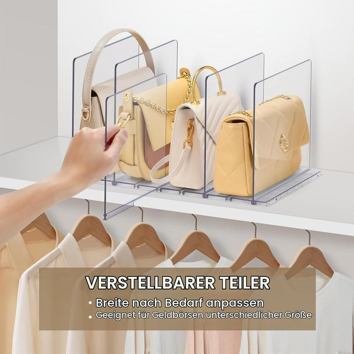 DoubleCare 5 StüCk Regaltrenner, Verstellbare Taschenteiler, Transparent Regalteiler Aus Acryl, Durc