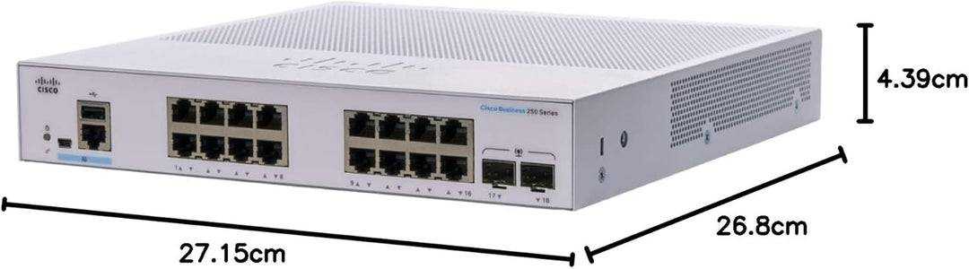 Cisco Business CBS250-16T-2G Smart Switch | 16 GE-Ports | 2 x 1G-SFP | Begrenzter Lebenszeitschutz (