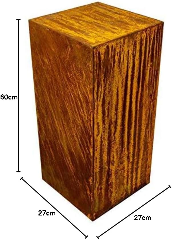 Manufaktur-Lichtbogen Rost Säule 60 x 27 x 27 cm quadratisch Edelrost Gartendeko, 60 x 27 x 27 cm