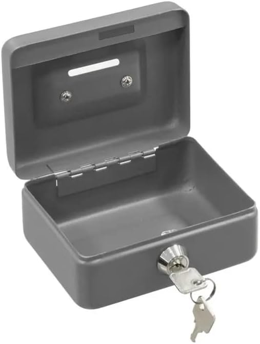 Geldkassette aus Metall Metal Cash Box 150 x 120 x 80 mm mit Schloss und 2 Geldschlüsseln mit Kasset