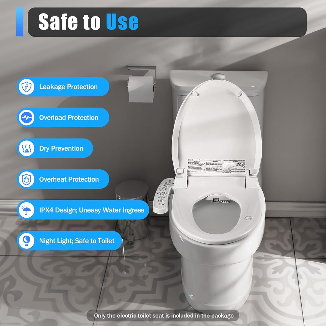 Bidet Sitz Smart Dusch, 220V Elektrischer Smart WC Dusch WC Sitz Beheizte Toilette, 32℃-48℃ Temperat
