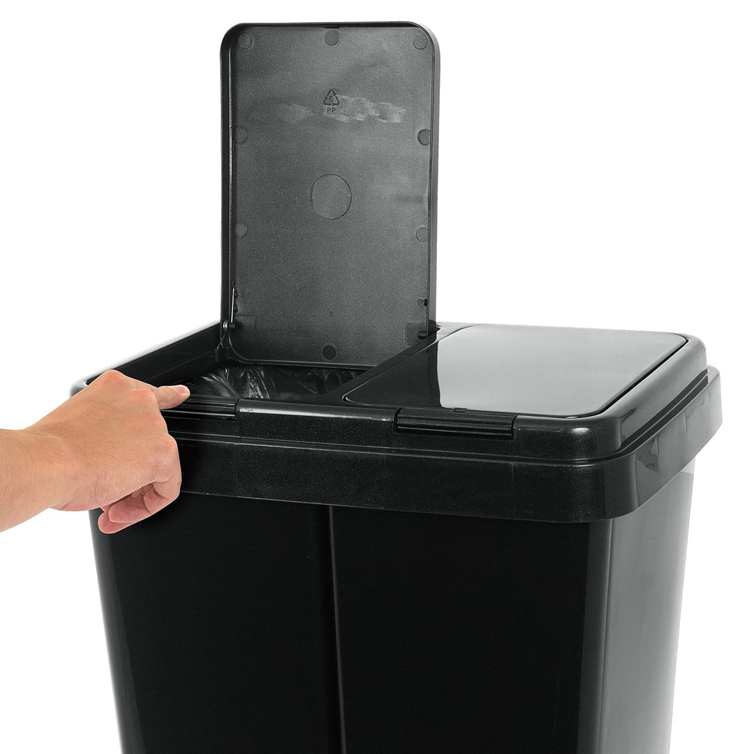 Grizzly Doppelmülleimer 2 x 25l Recycling - Abfallbehälter Mit 2-fach Deckel - Anthrazit Metallic, A