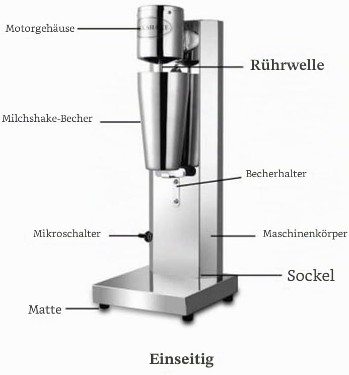 650ML Catering Elektrische Standmixer Milchshaker mit Edelstahl für Eiweiss, Gewerbliche Milchshakem