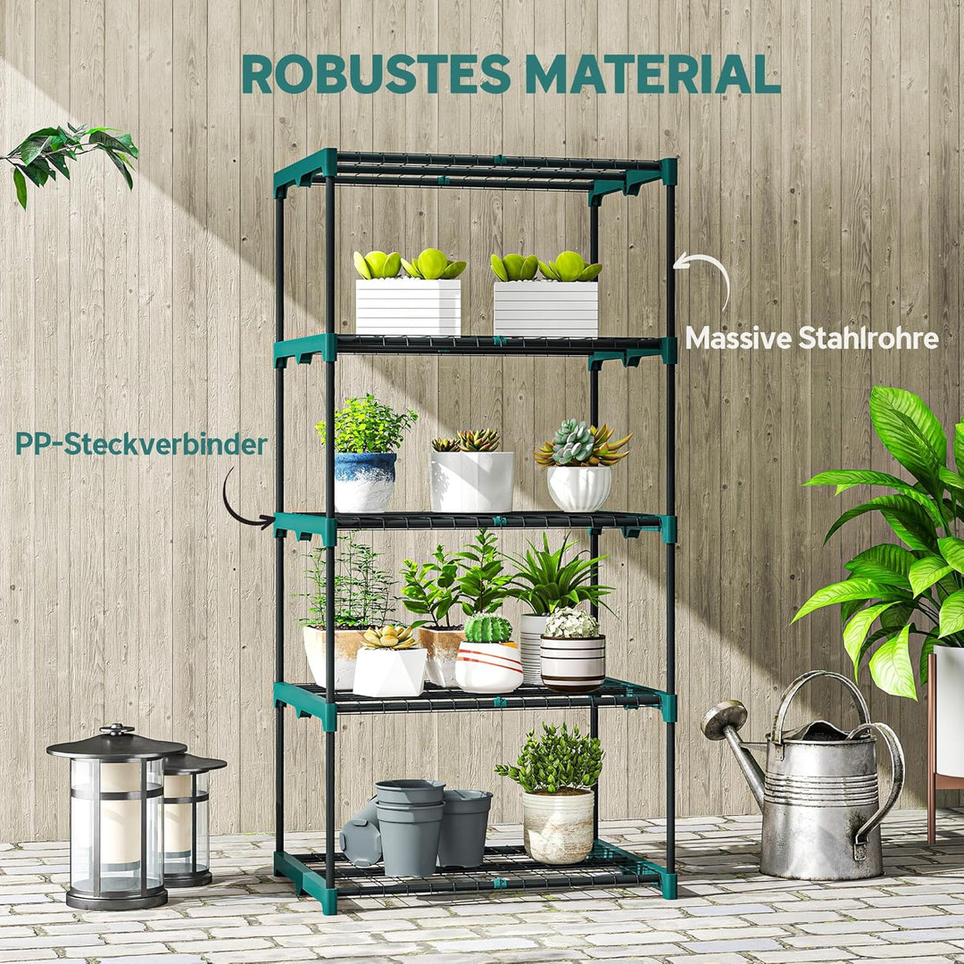 Outsunny 5-Etagen Pflanzenständer, 138 cm hoch Blumenständer mit Regalböden, mehrstöckig Pflanzenreg