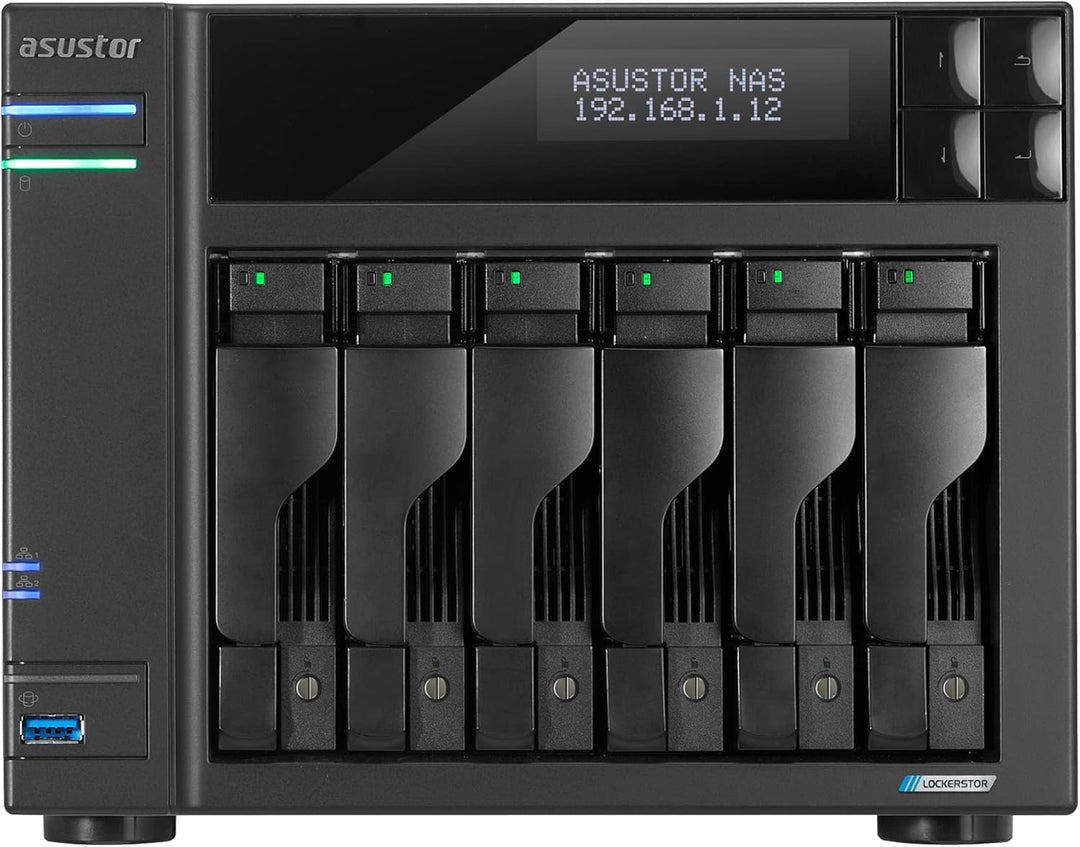 Asustor Lockerstor 6 Gen2+ AS6706T v2 6 Bay NAS Storage, Intel Quad-Core 2.0GHz CPU, Dual 5GbE Ports