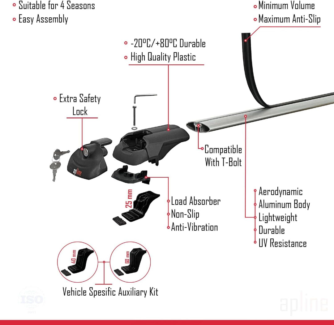 apline Kompatibel mit Ford Kuga 2013-2018 Relingträger ACE-1 Dachträger Gepackträger GRAU