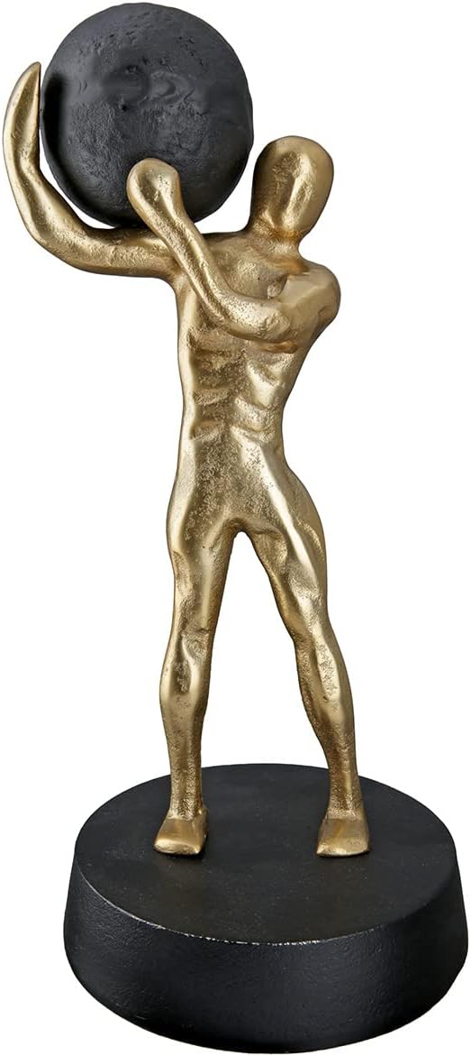 GILDE Deko Figur Skulptur Strong Stark XL - Moderne Kunst und Dekoration aus Kunstharz - Farbe: Gold
