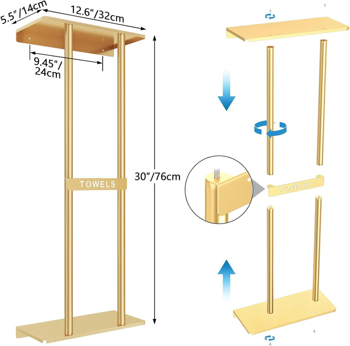 STWWO Handtuchhalter Wand Golden Grosse Handtuchregal Badezimmer 76cm Gästehandtuchhalter Wandmontag