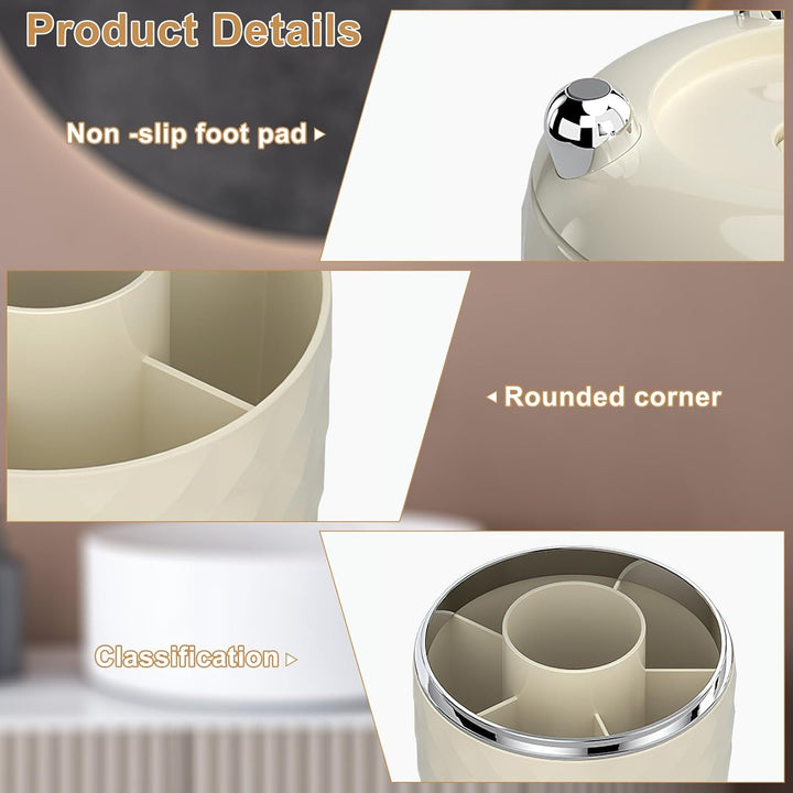 Makeup Brush Holder Organizer 360°Drehbarer Pinsel Organizer mit Deckel Staubdicht Kosmetik Make Up