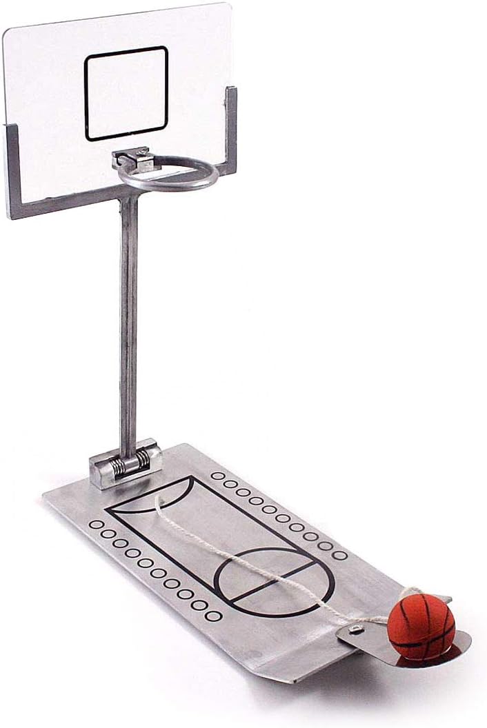 GOODS+GADGETS Mini Tisch Basketball aus Metall NBA Tischbasketball Fingerbasketball im Büro Basketba