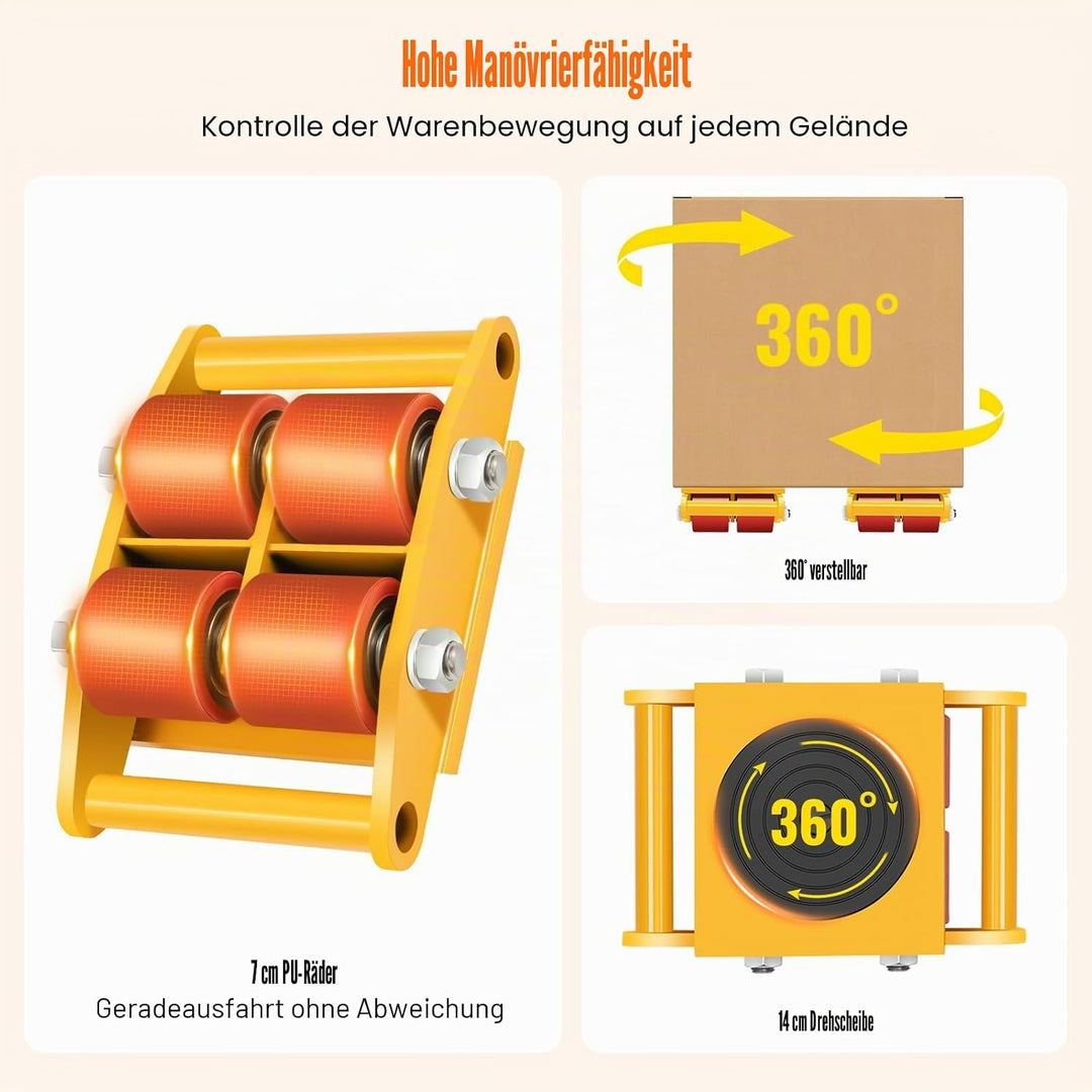 360° Drehung 6 Ton Hochwertige Schwerlast Schwerlastrollen Transportfahrwerk Panzerrollen Fahrwerk R