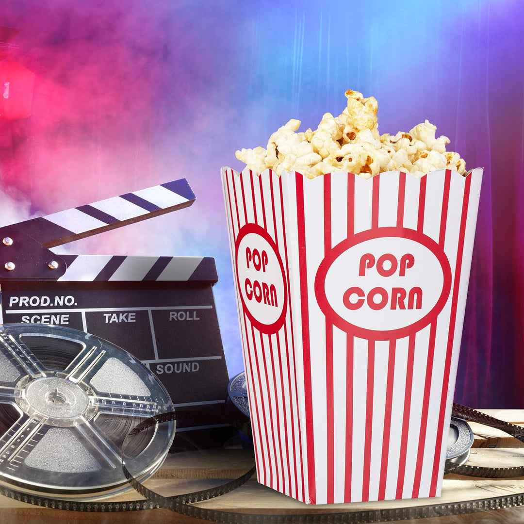 Gadgy Popcorn Maschine | Retro Popcorn Maker & Relaxdays, rot/weiss Popcorntüten, 48 Stück, gestreif