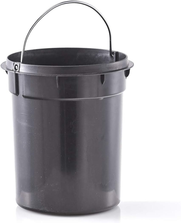 Kosmetikeimer aus Metall mit Bambusdeckel schwarz 3 Liter mit Absenkautomatik Schwarz Ø16,8 x 24 cm,