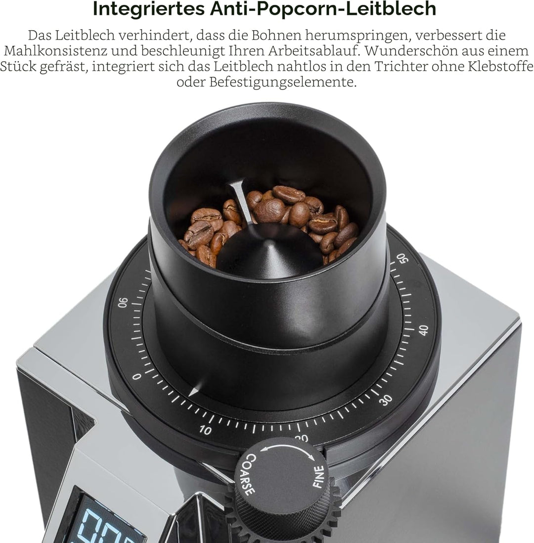 ARO Espresso™ Aluminium-Einzeldosis-Trichter mit Silikonbalg und integriertem Anti-Popcorn-Schaublem