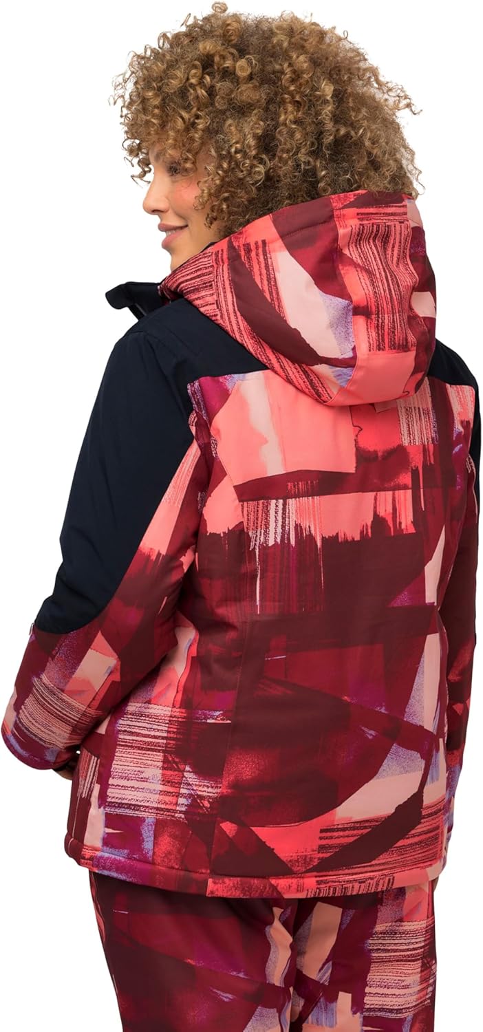 Ulla Popken Damen Funktionsjacke, Skijacke Abstrakter Druck, Wasserdicht Jacken 54-56 marine, 54-56