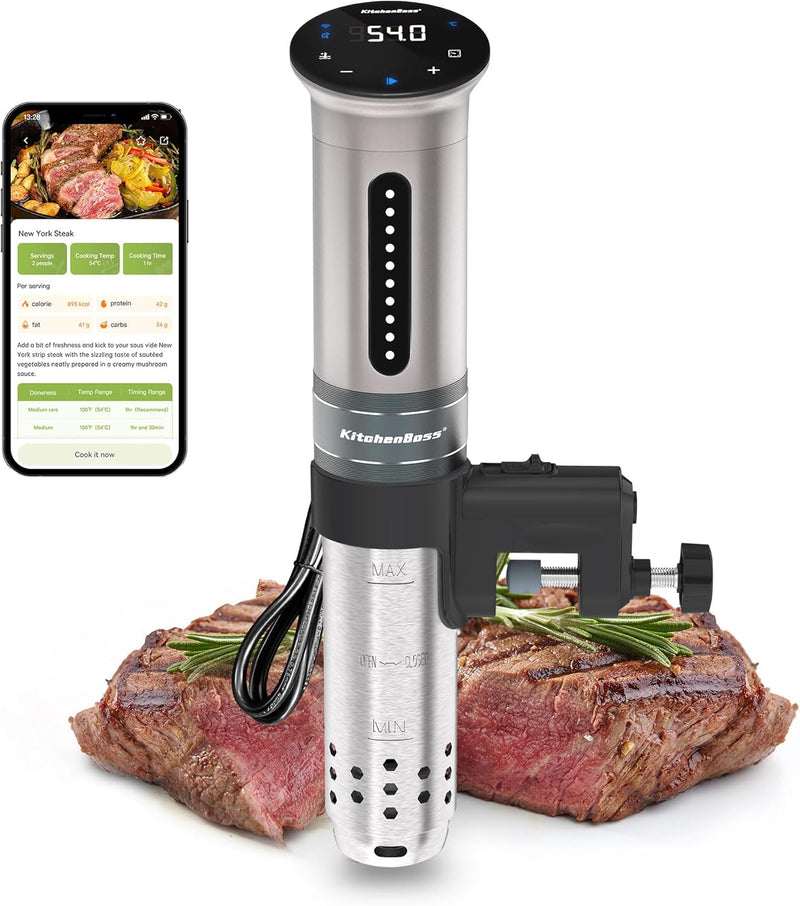 KitchenBoss Sous Vide Stick Garer： 1100W Präzisionskocher Wi-Fi Sous Vide Stick App-Steuerung Sous V