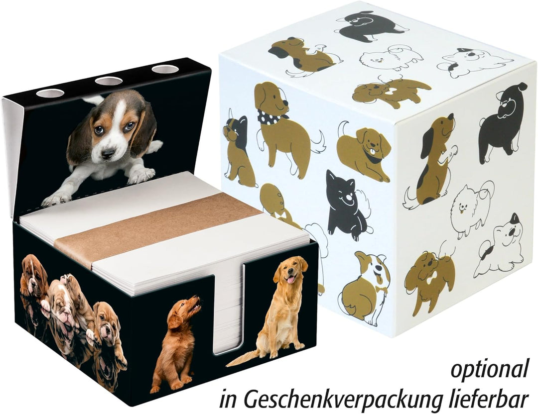 Zettelbox DOGS „handmade“, Schreibtisch organizer, mit deinen Fotos, stabil verarbeiteter 400g-Hartk