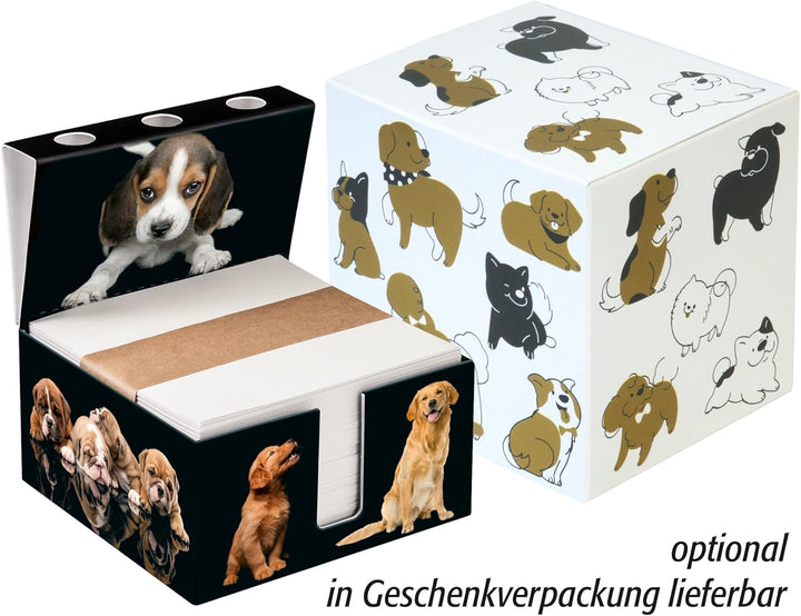 Zettelbox DOGS „handmade“, Schreibtisch organizer, mit deinen Fotos, stabil verarbeiteter 400g-Hartk