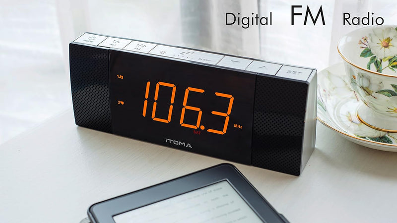 iTOMA RadioWecker mit Bluetooth, FM Radio, Dual Wecker mit Snooze, USB-Aufladung, Auto und manueller