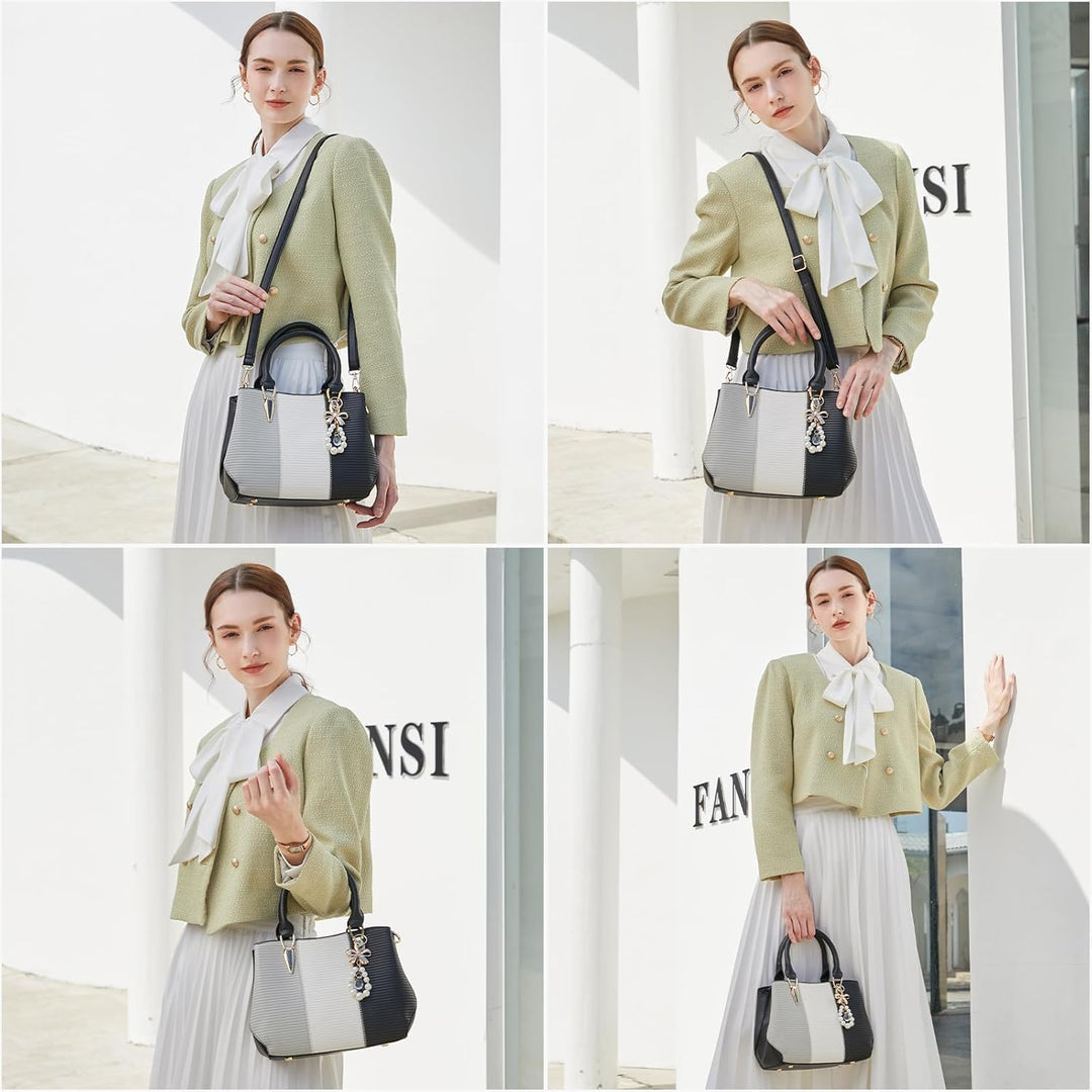 Miss Lulu Handtasche Damen Mittelgross Tasche Multicolor Elegant Henkeltasche Citytasche Geldbörsen-