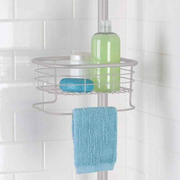 mDesign Duschregal ohne Bohren – praktischer Shower Caddy für die Ecke aus Metall und Kunststoff – a