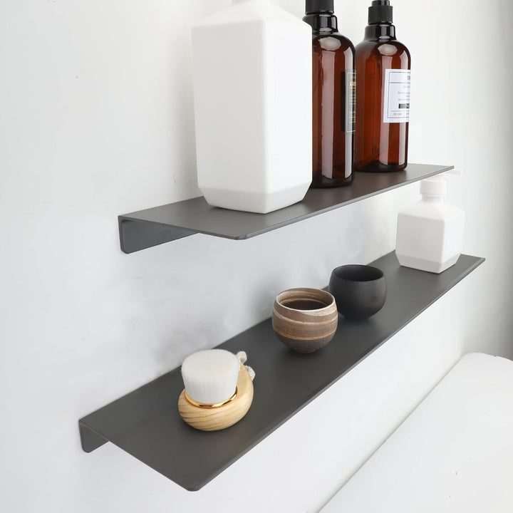 Duschregal, Duschablage Ohne Bohren, 2 Stück Badezimmer Regal 60cm & 40cm, Duschkorb Ablagen Aluminu