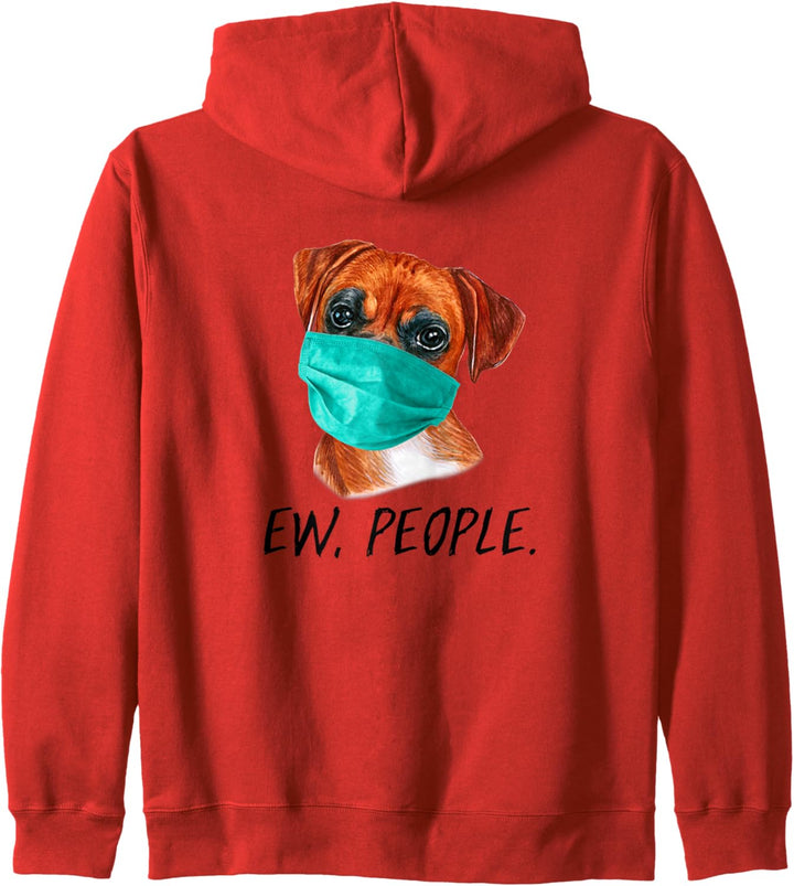 Boxer mit Gesichtsmaske Mundschutz Hund EW PEOPLE Kapuzenjacke