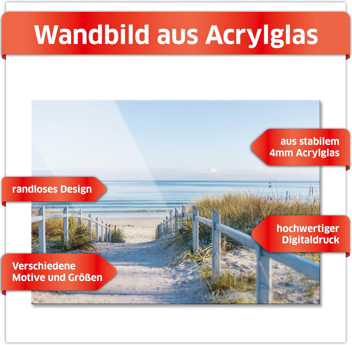 Primus Print - Wandbild/Glasbild - Acrylglas/Aludibond (Acryl, Strand 84,1x59,4 cm) Acryl Strand, Ac